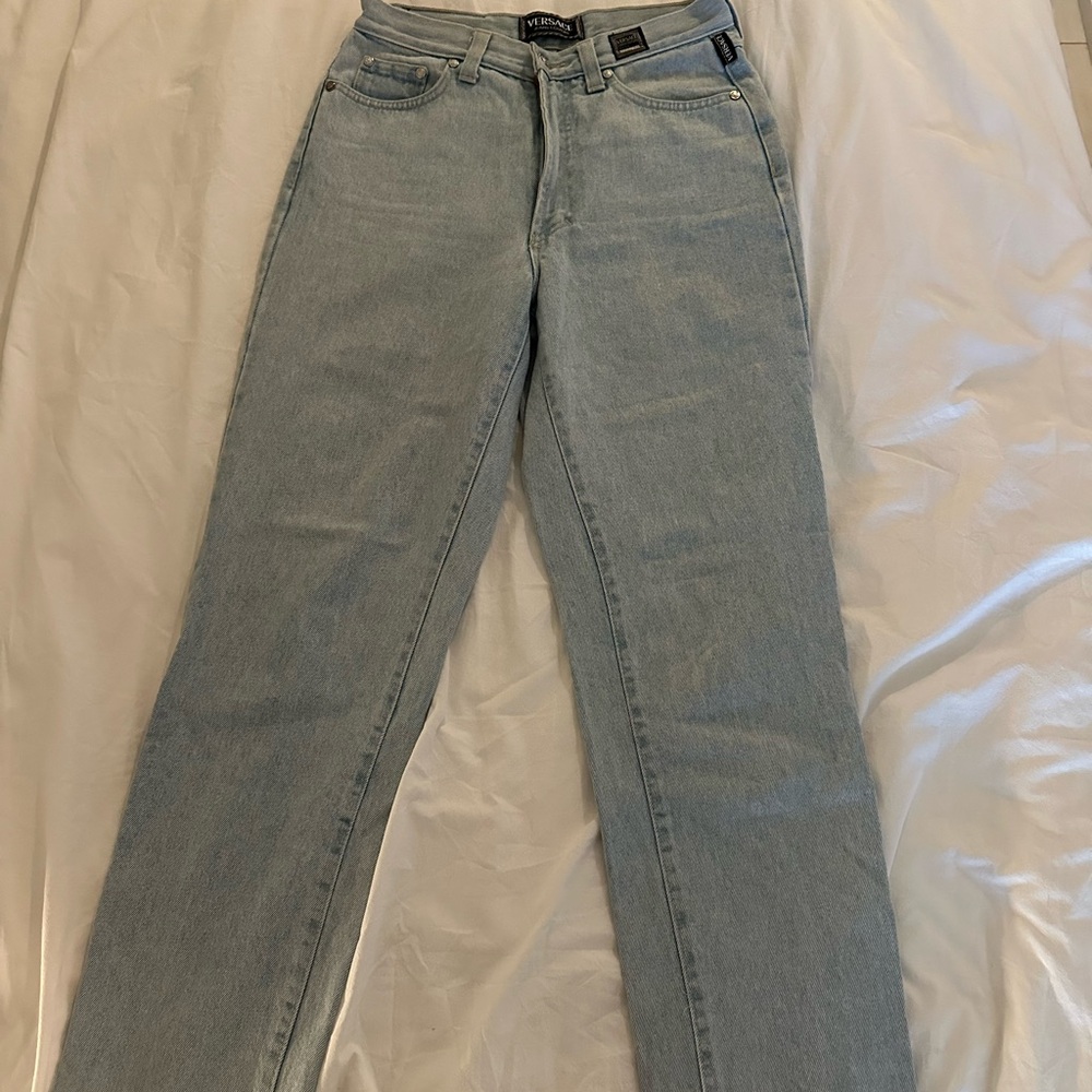 Versace Light Blue Straight Leg Jeans